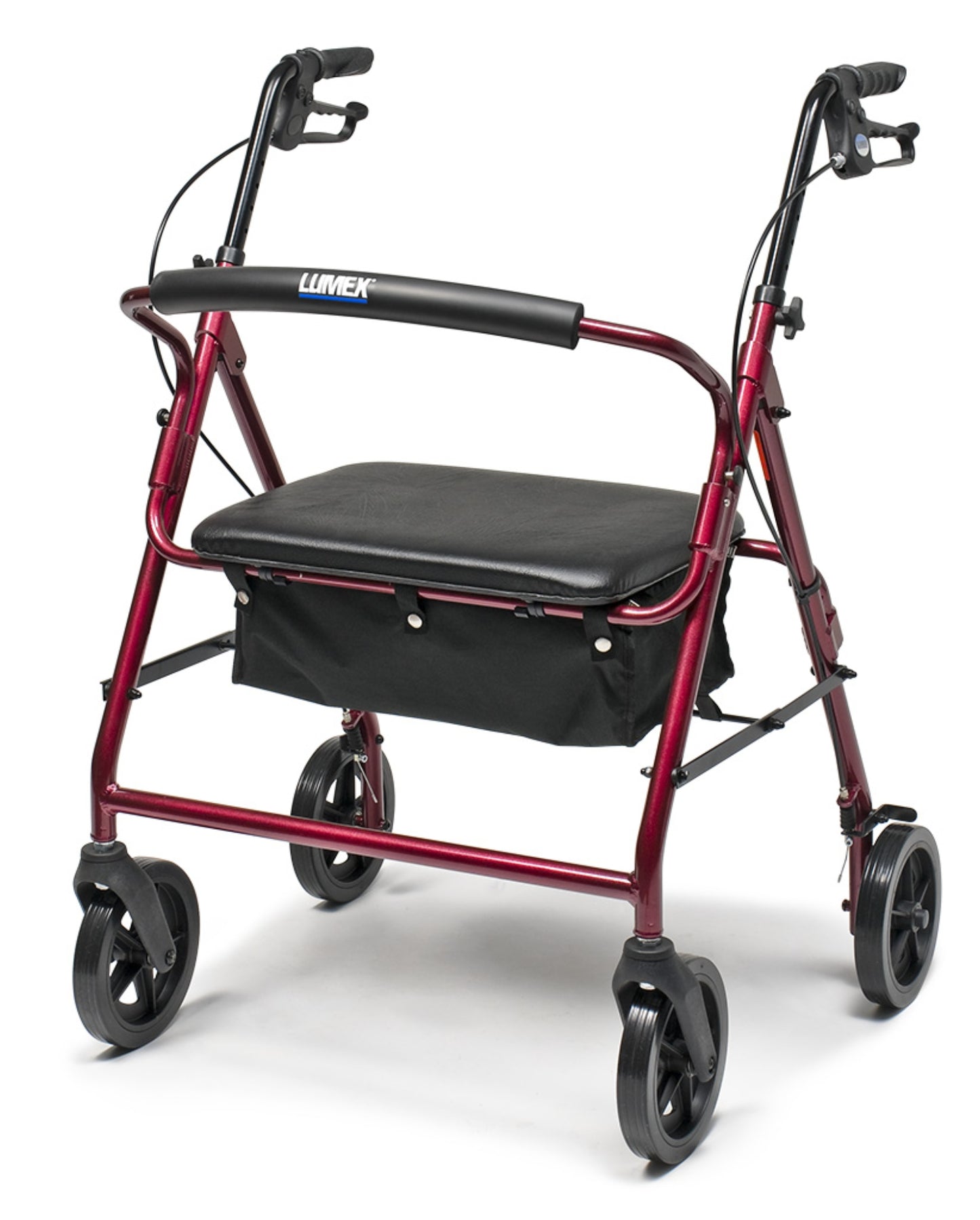 Lumex, Walkabout Four-Wheel Imperial Rollator, Burgundy, 450 lbs Weight Capacity (RJ4405R) medical supply