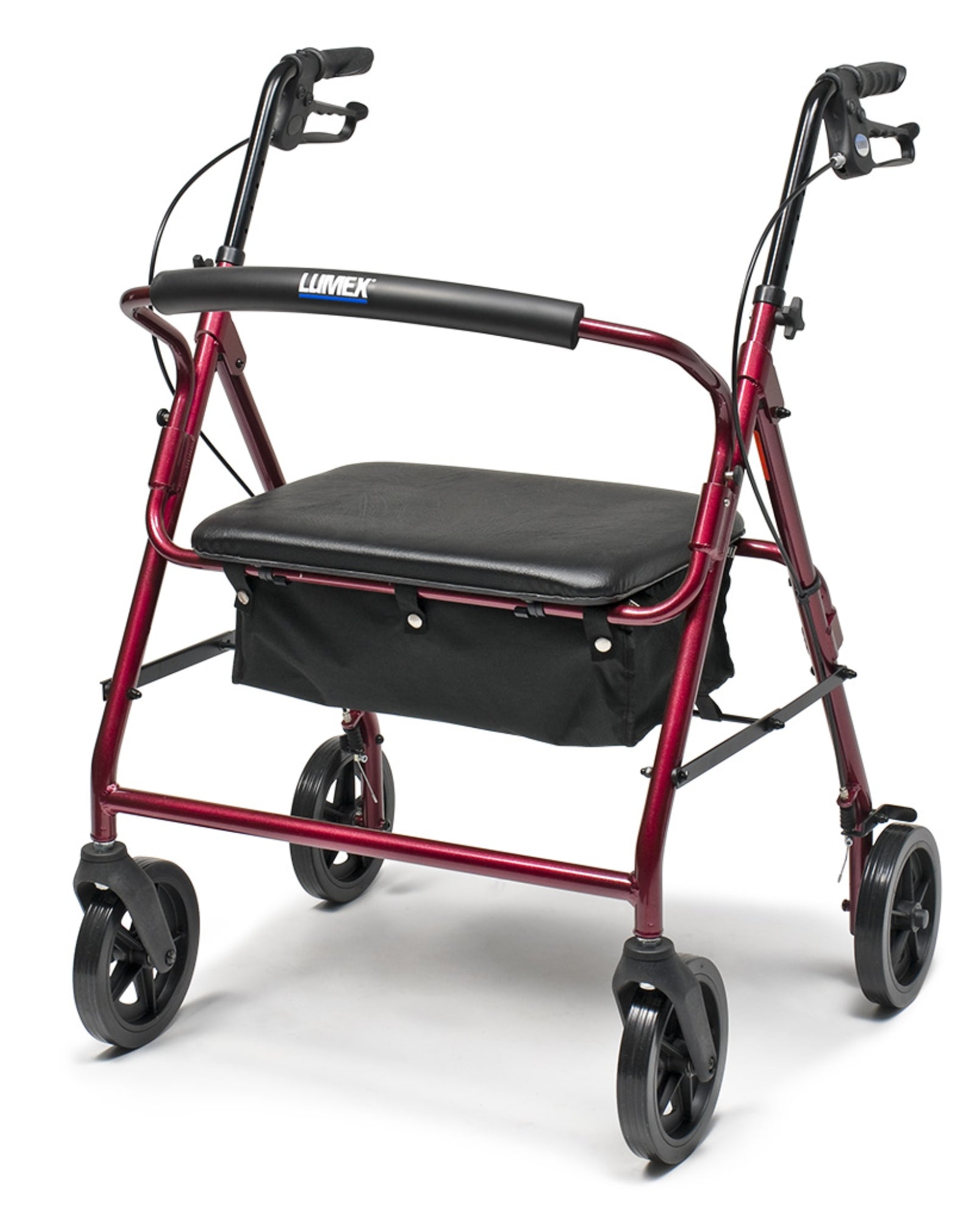 Lumex, Walkabout Four-Wheel Imperial Rollator, Burgundy, 450 lbs Weight Capacity (RJ4405R) medical supply