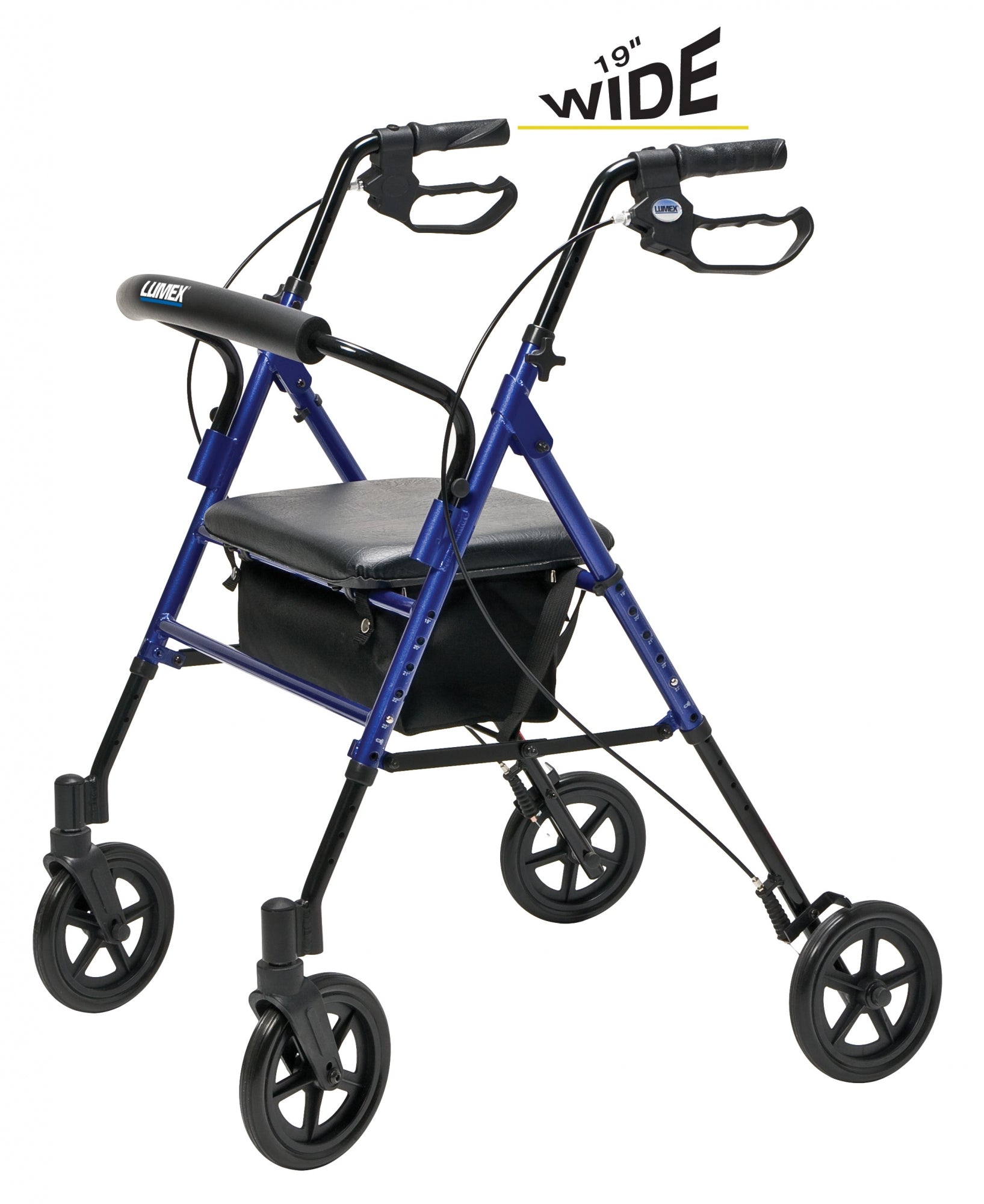 Lumex, Set n’ Go, Wide Height Adjustable Rollator (RJ4718B), Blue
