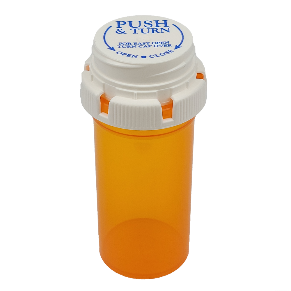 Amber Strata Vials, with Child Resistant Cap, 13 dr (RXSA13)