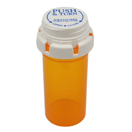 Amber Strata Vials, with Child Resistant Cap, 13 dr (RXSA13)