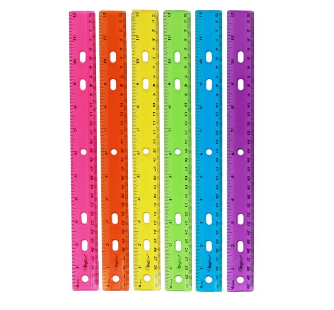 BigBox Rulers Assorted 12 Inch Case of 144 medical supply