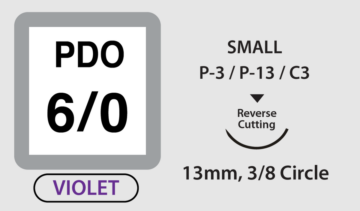 UNIFY PDO Sutures Size 6-0 18in 13mm 3/8 Rev Cut Violet medical supply