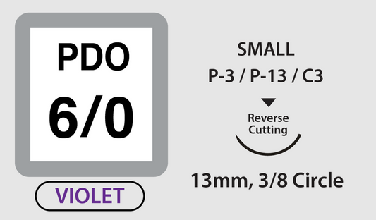 UNIFY PDO Sutures Size 6-0 18in 13mm 3/8 Rev Cut Violet medical supply