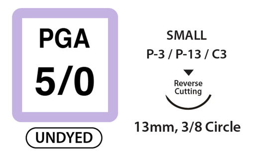UNIFY, PGA Surgical Sutures, Size 5/0, 18" Thread, 13mm, 3/8 Circle R/C Needle, Undyed (S-G518R13-U) medical supply