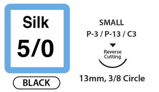 UNIFY Silk Suture Size 5-0 18" 13mm 3/8 Rev Cut 12 pcs medical supply