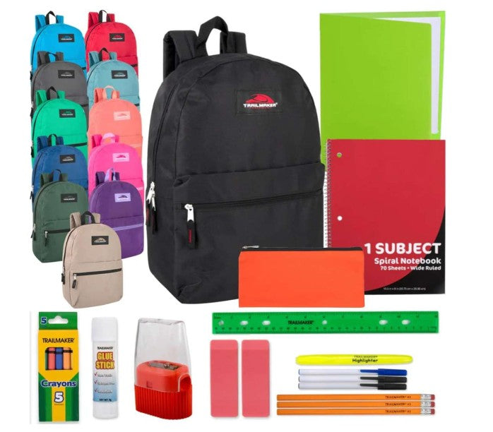 DDays Middle School Supply Kits in 17" Backpack, 24 Packs/Case (2385633) medical supply