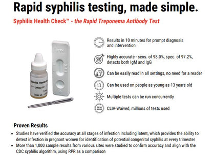 Syphilis Health Check Rapid Syphilis Tests 20 Tests/Box medical supply