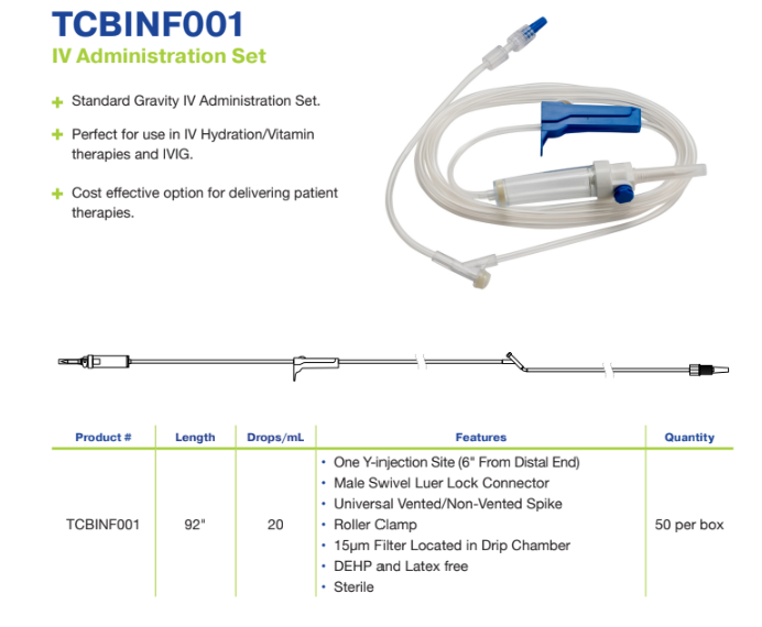 TrueCare IV Administration Set 92in 1 Y-Site 20 Drops medical supply