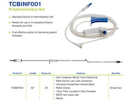 TrueCare IV Administration Set 92in 1 Y-Site 20 Drops medical supply