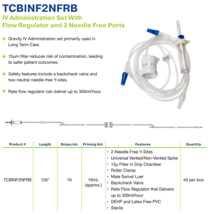 TrueCare IV Administration Set Flow Regulator 100in 2 Y-Sites medical supply
