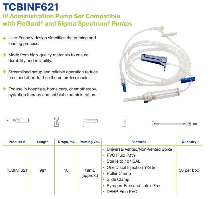 TrueCare Pump IV Administration Set 100in 1 Y-Site medical supply