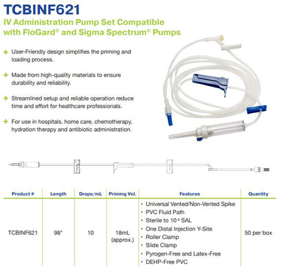 TrueCare Pump IV Administration Set 100in 1 Y-Site medical supply