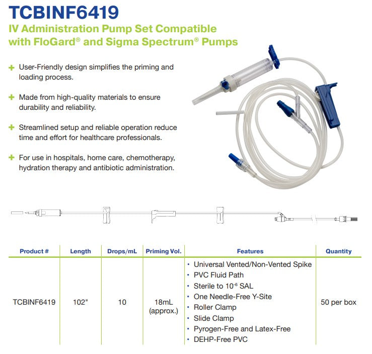 TrueCare IV Administration Pump Set 102in 1 Y-Site 10 Drops medical supply