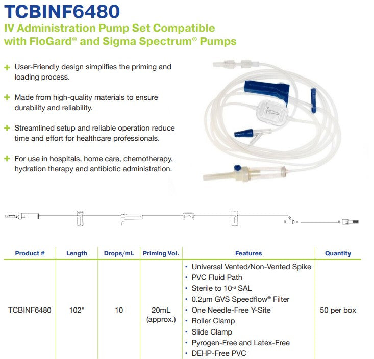 TrueCare IV Administration Pump Set 102in 0.2um Filter medical supply