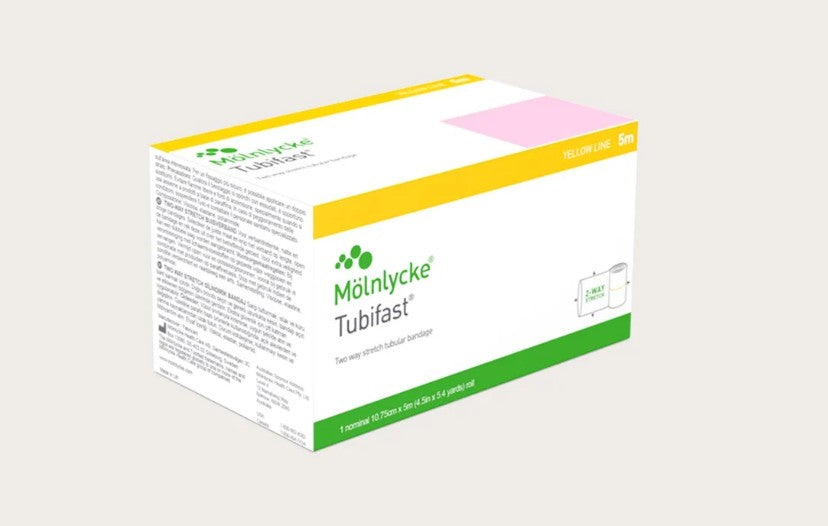 Molnlycke Tubifast Bandage 10.75cm x 10M Yellow Line Case medical supply