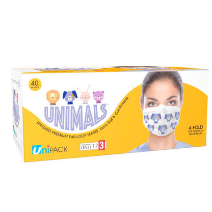 Dukal Level 3 Ear-Loop UniMals Animal Print Face Mask Case medical supply