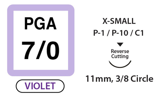 UNIFY PGA Suture 7-0 18 inch 11mm 3/8 R/C Violet Box of 12 medical supply