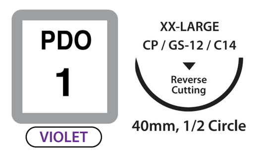 UNIFY PDO Surgical Sutures Size 1 40mm 1/2 Circle R/C Violet medical supply