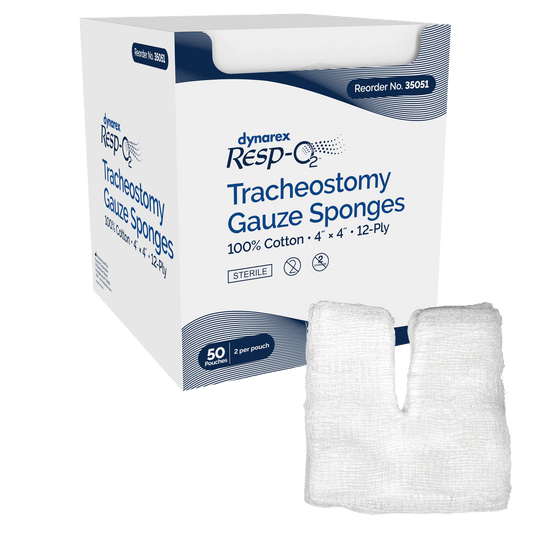 Resp-O2 Tracheostomy Gauze Sponges 4x4 12 Ply 6/50/cs medical supply