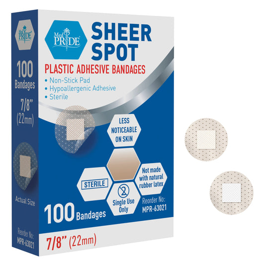 Shield Line Adhesive Bandage - Sheer Spot 7/8", Sterile - 48/100/cs. medical supply