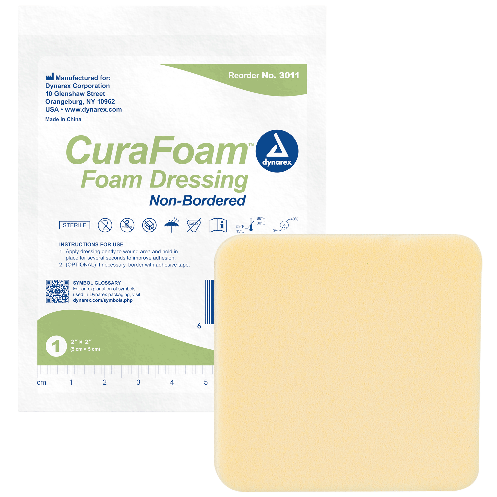 Dynarex CuraFoam Foam Dressing 2" x 2" Case medical supply