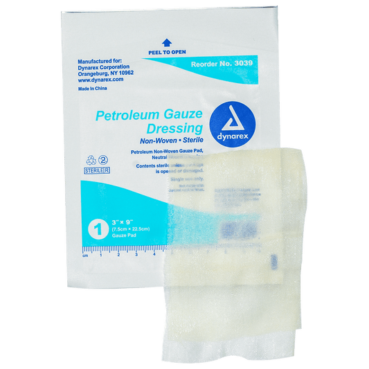 Dynarex Petroleum Gauze Dressing 3 inch x 9 inch 4/50 case medical supply