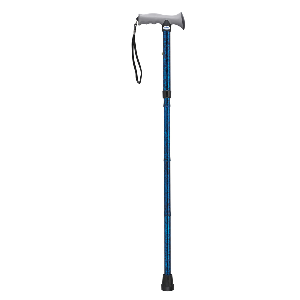 Drive Medical Adjustable Folding Cane Gel Grip Blue Crackle medical supply
