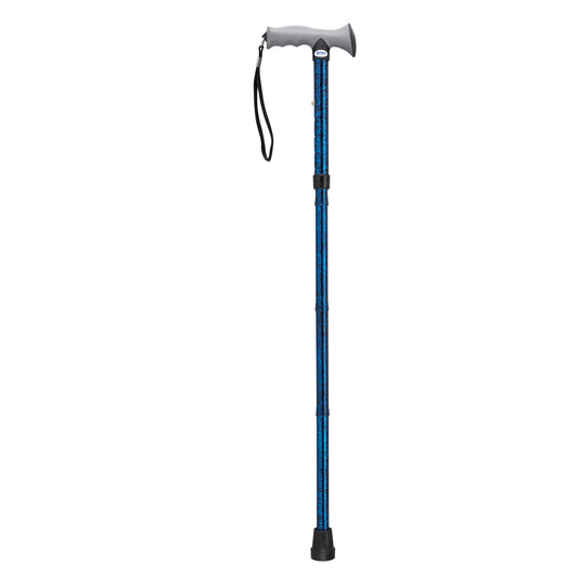 Drive Medical Adjustable Folding Cane Gel Grip Blue Crackle medical supply
