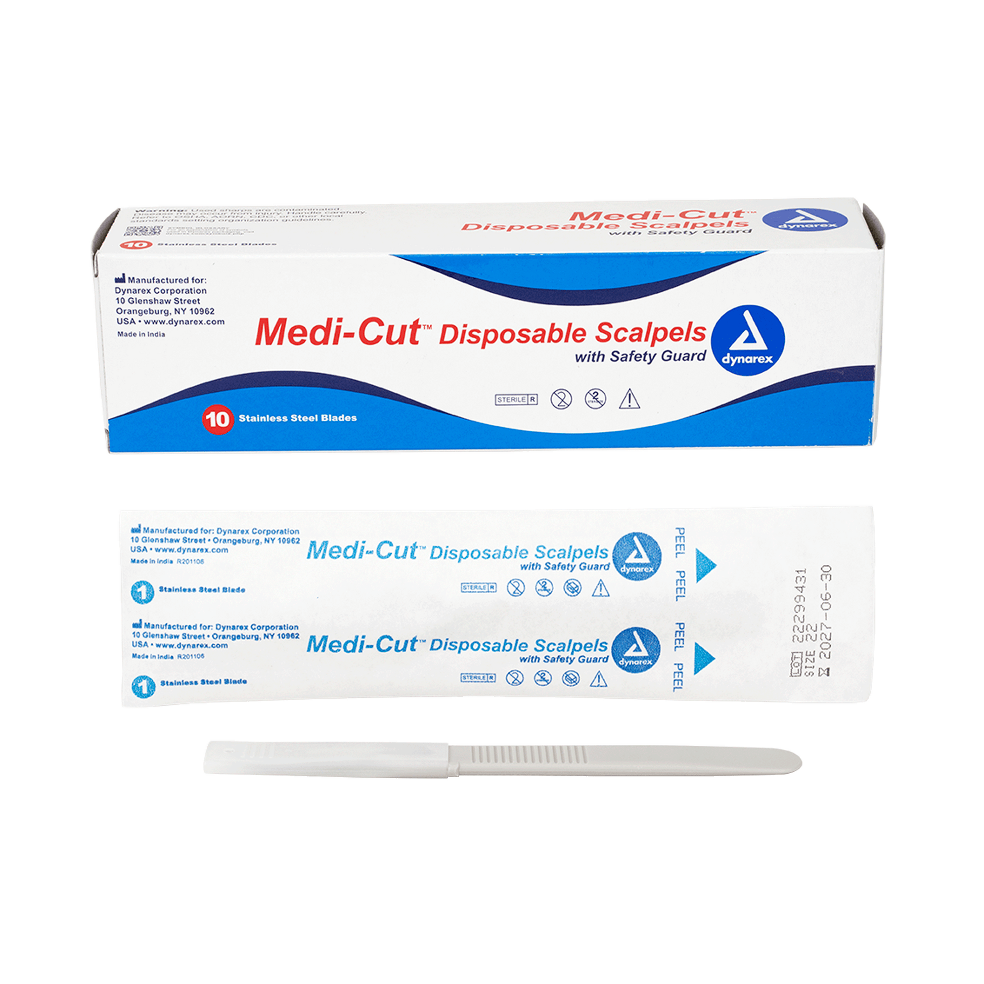 Medi-Cut Disposable Sterile Scalpels #22 10/bx medical supply