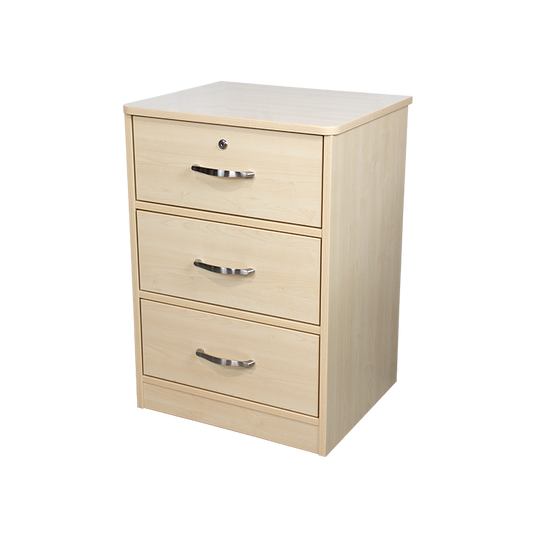 The Glenshaw Collection Three Drawer Nightstand Light Oak medical supply