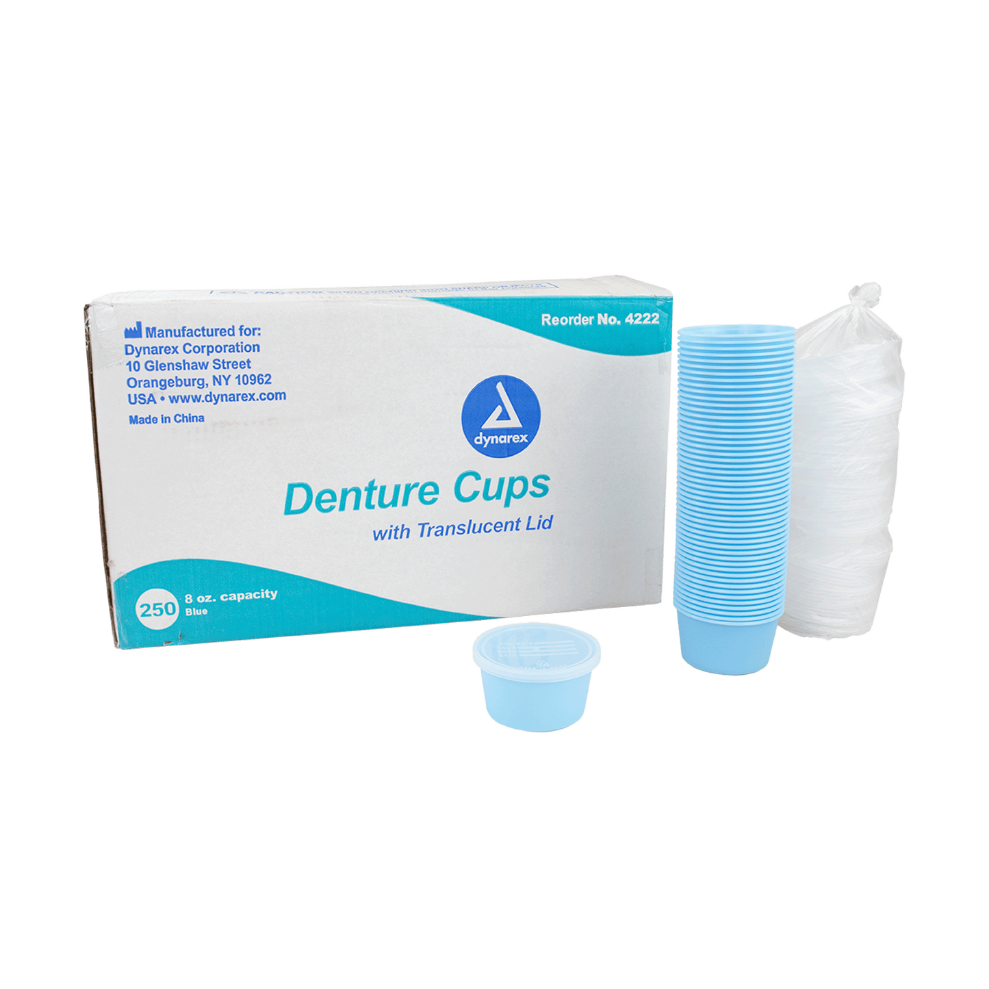 Dynarex Denture Cup with Lid Case 250 medical supply