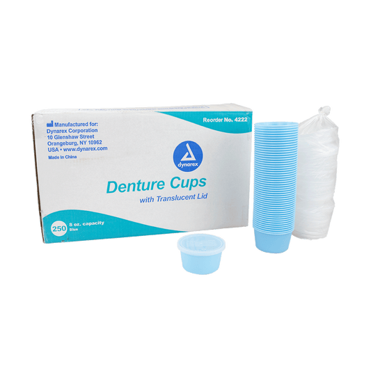 Dynarex Denture Cup with Lid Case 250 medical supply