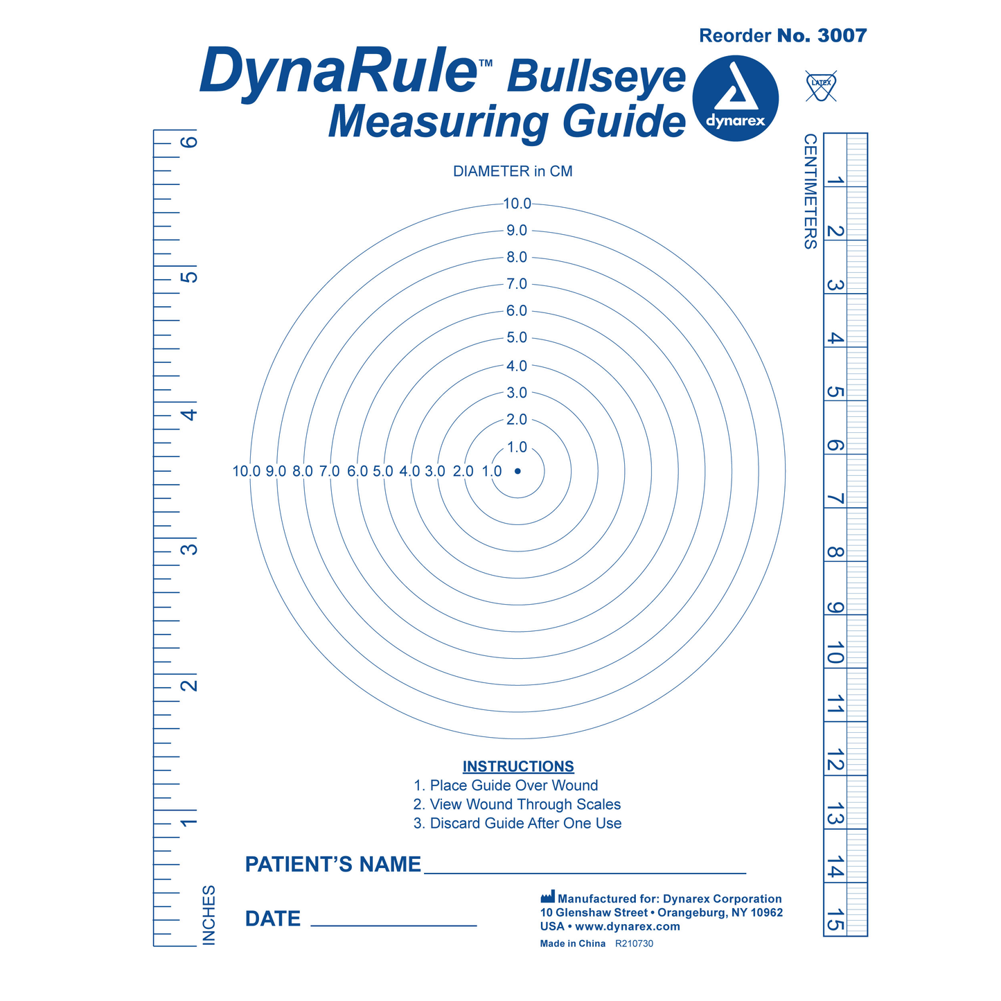 Dynarex DynaRule Bullseye Measuring Guide 5/250/cs medical supply