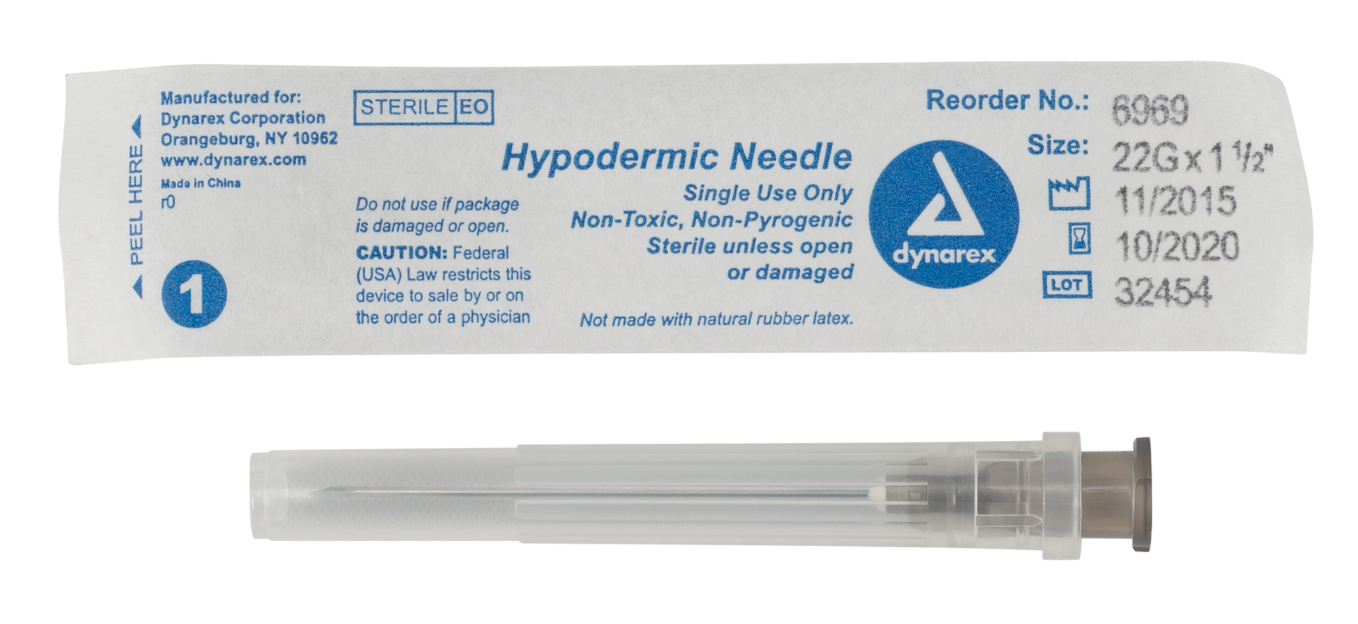 Dynarex Hypodermic Needle 22G 1 1/2 inch Case medical supply