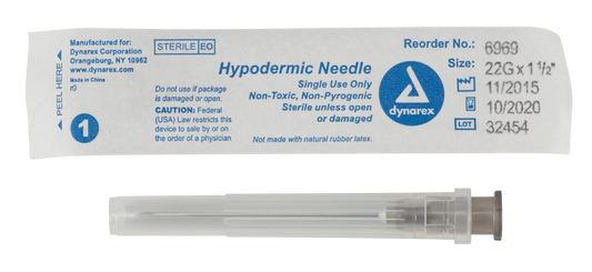 Dynarex Hypodermic Needle 22G 1 1/2 inch Case medical supply