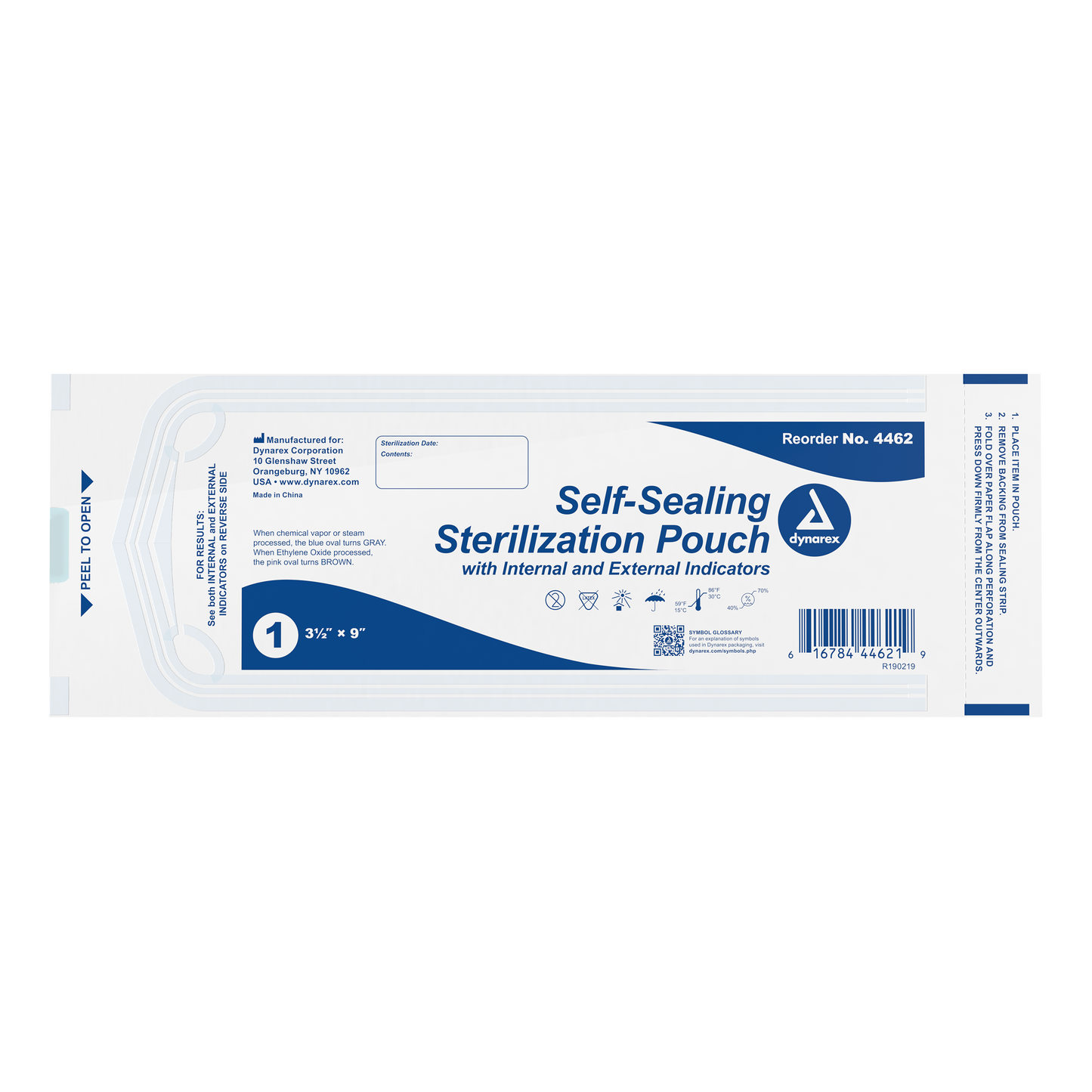 Dynarex Sterilization Pouches 3.5 x 9 inch medical supply