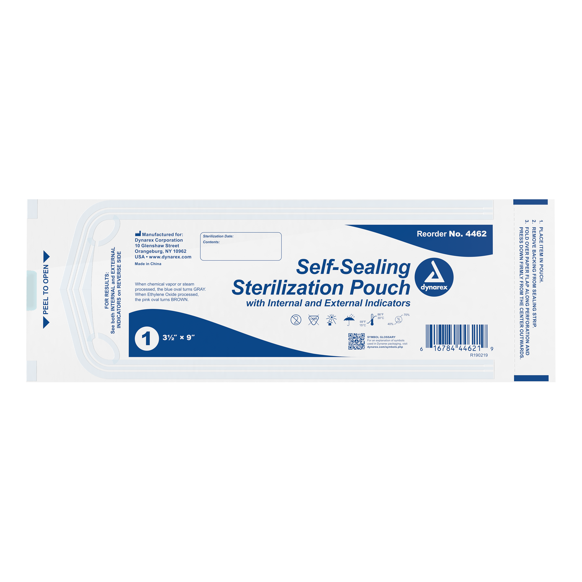 Dynarex Sterilization Pouches 3.5 x 9 inch medical supply