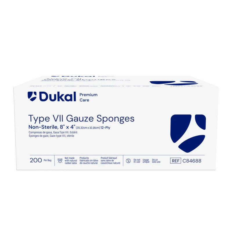 Dukal Premium Care Non-Sterile Gauze Sponges 12-Ply 8 inch x 4 inch medical supply