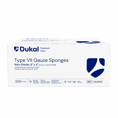 Dukal Premium Care Non-Sterile Gauze Sponges 12-Ply 8 inch x 4 inch medical supply