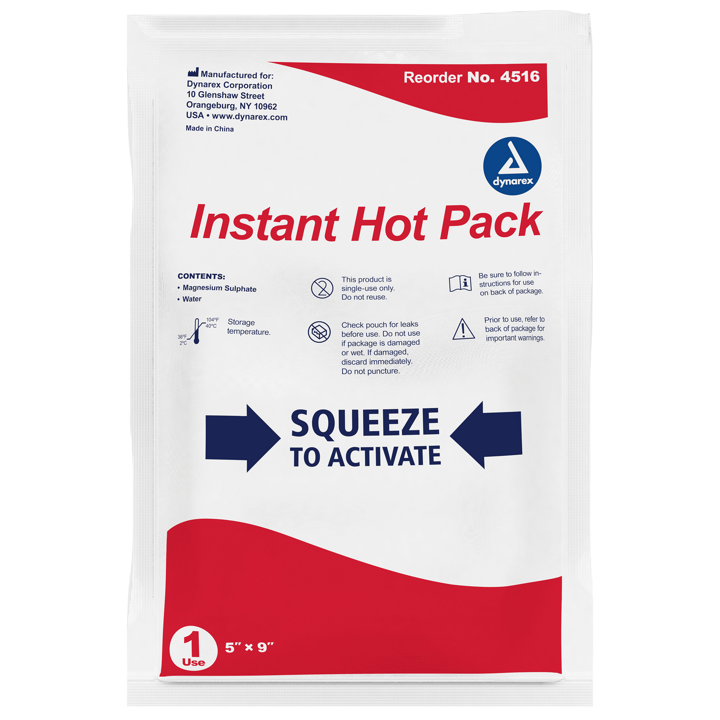 Dynarex Instant Hot Pack 5" x 9" 24/cs medical supply