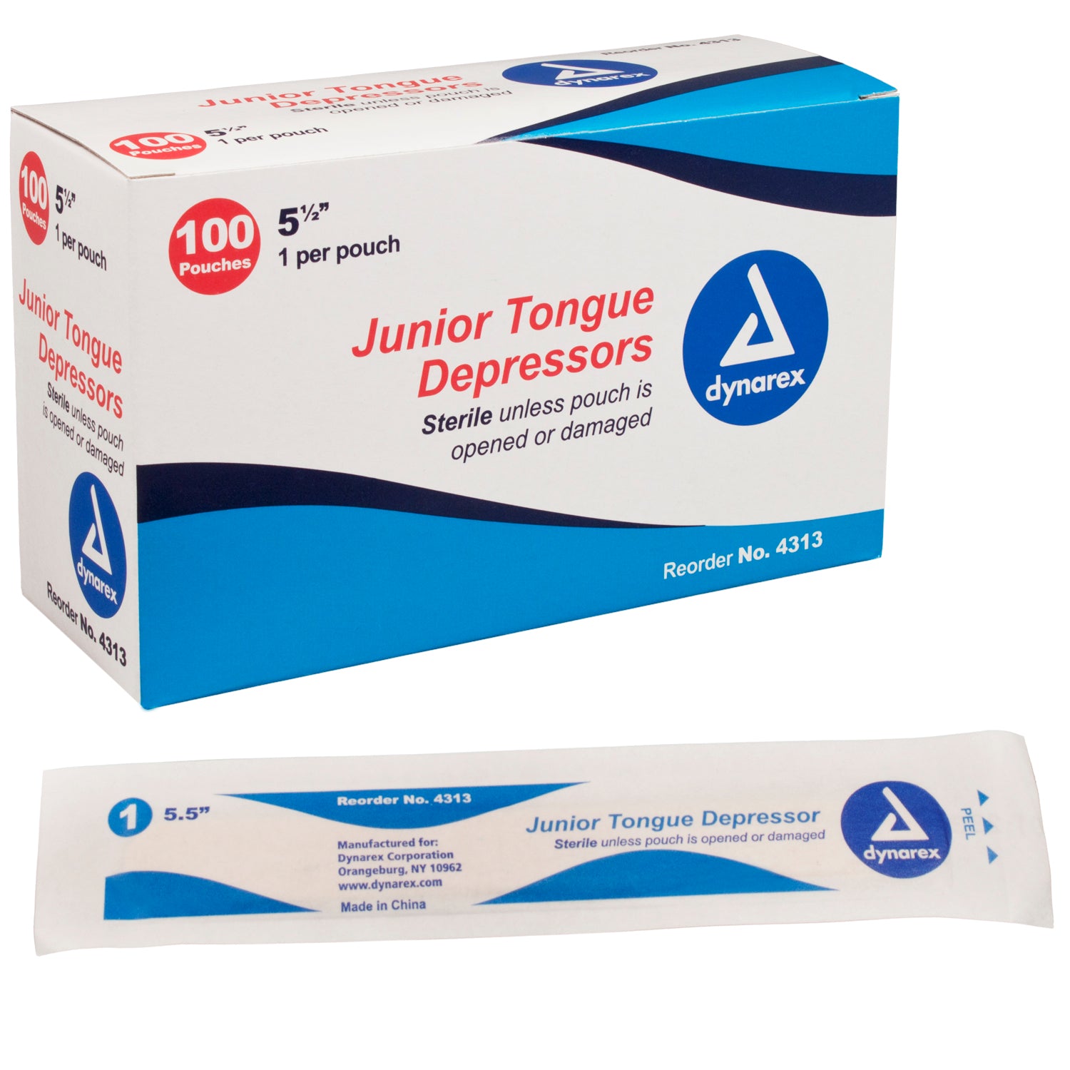 Dynarex Tongue Depressors Wood Sterile 5 1/2 in Junior 10/100/cs medical supply