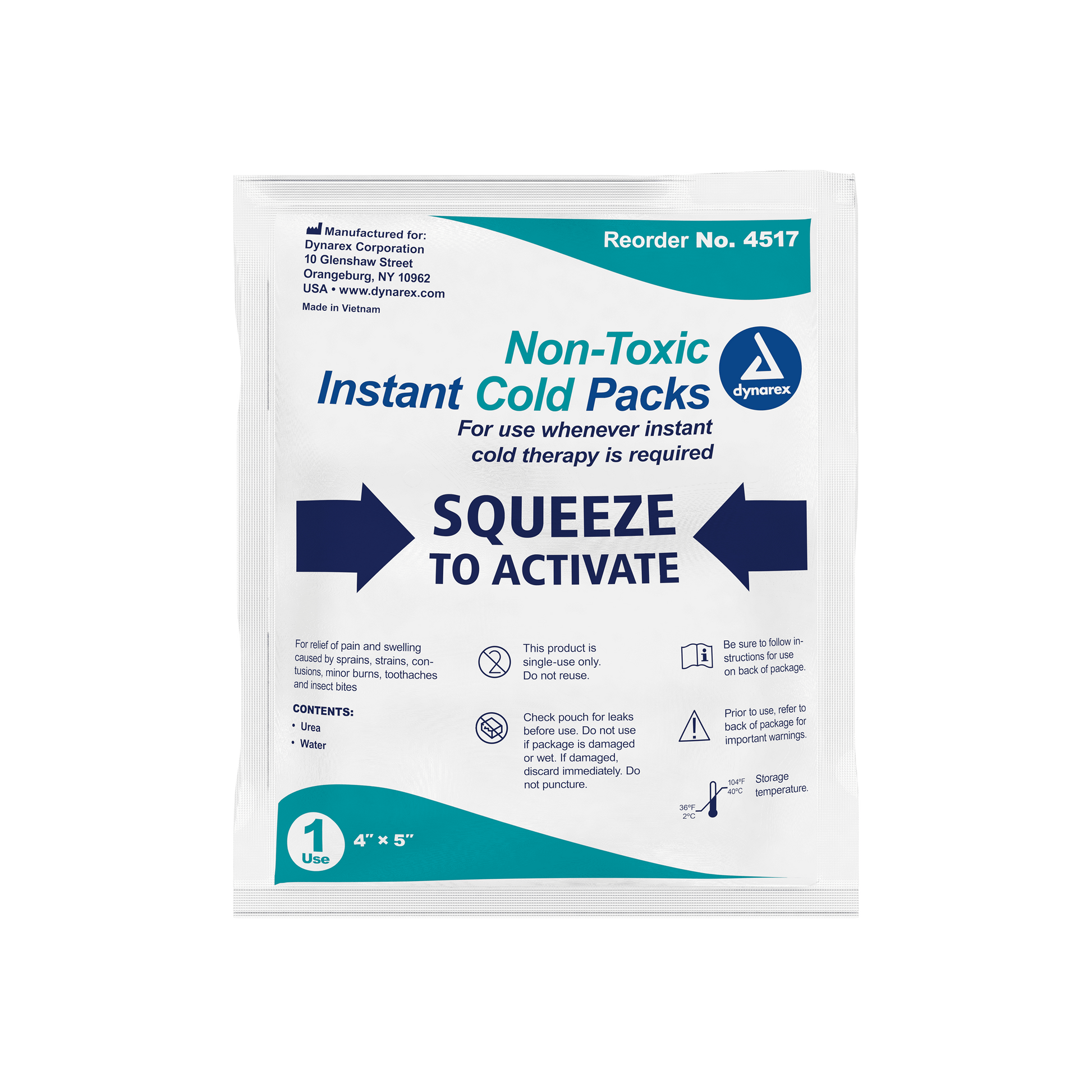 Dynarex Instant Cold Pack w/ Urea Non-Toxic 4" x 5" 24/cs medical supply