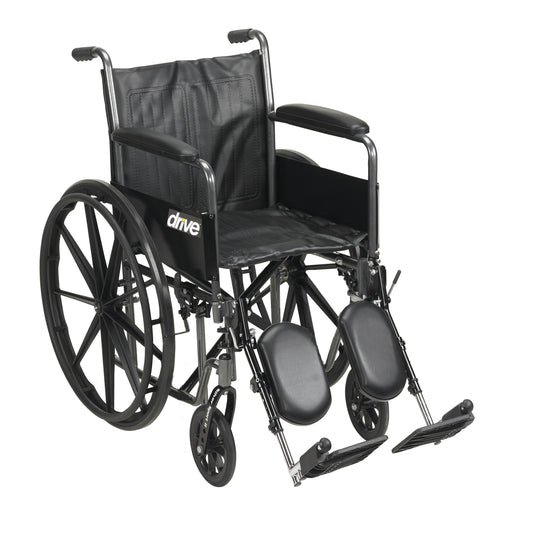 Drive Medical Silver Sport 2 Wheelchair Full Arms Elevating Leg Rests 16" Seat medical supply