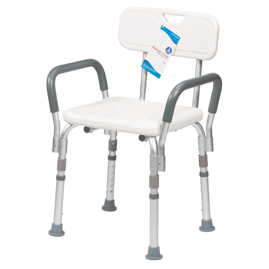 Dynarex Shower Chair with Removable Back and Arms White medical supply