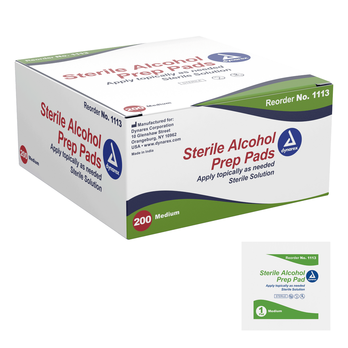 Dynarex Alcohol Prep Pad Sterile Medium Case of 2000 medical supply