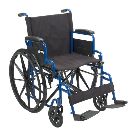 Drive Medical Blue Streak Wheelchair Flip Back Desk Arms Swing Away Footrests 16 inch Seat medical supply
