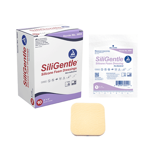 Dynarex SiliGentle Non-Adhesive Silicone Foam Dressing 2"x2" 12/10/cs medical supply