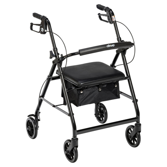 Drive Medical Rollator Walker 6 inch Wheels Padded Seat Black medical supply