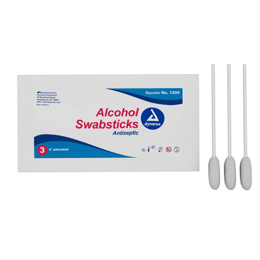 Dynarex Alcohol Swabsticks 4 inch 3 per Packet Case medical supply